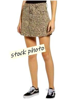 sts blue Leopard Print Denim MINI Skirt Size 28 Raw Hem Distressed Y2K 90s Style